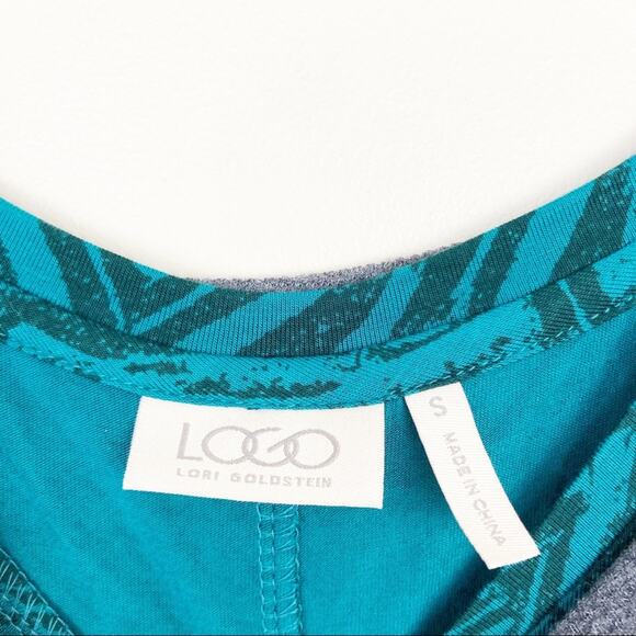 LOGO Lori Goldstein Gray Green Layered Long Sleeve Top Sz S - Picture 5 of 8